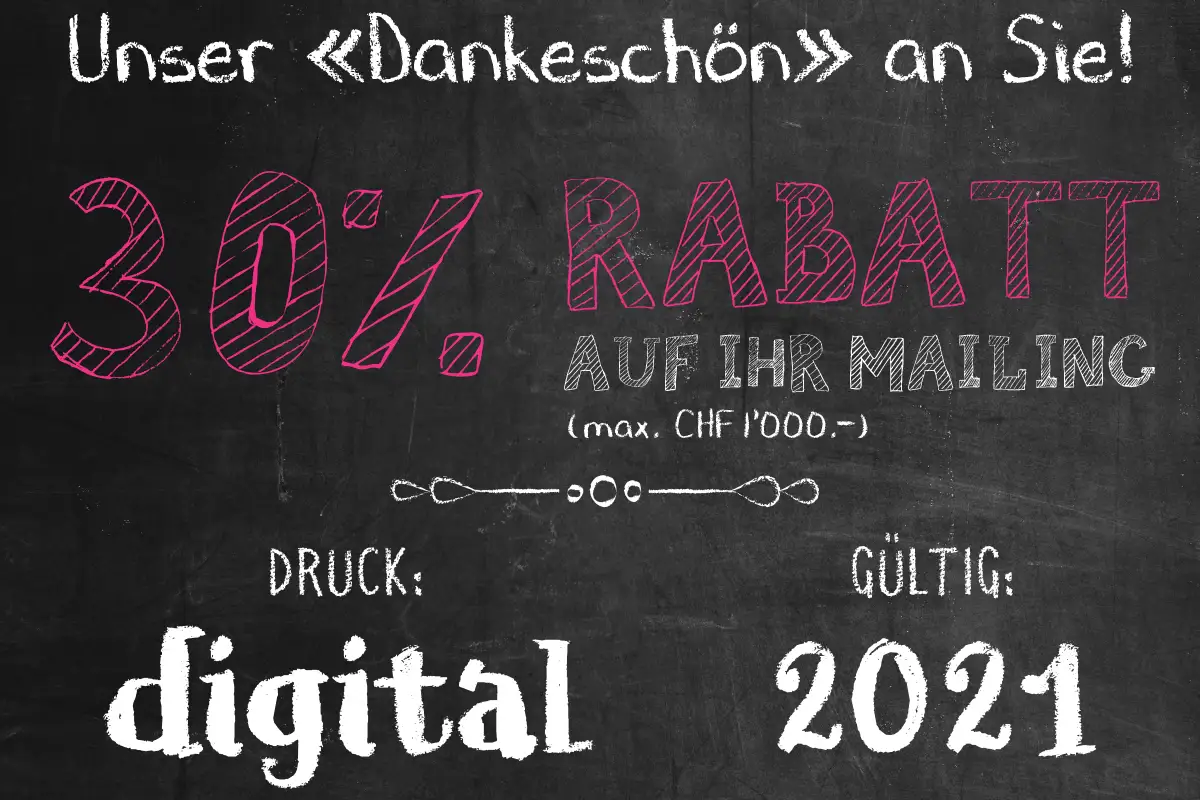 Jubiläums Rabatt auf Digitaldrucck