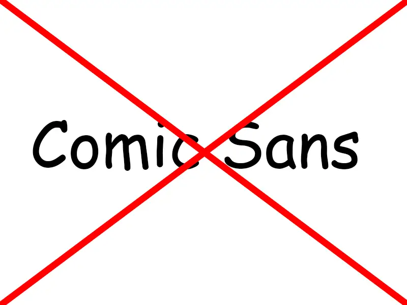 Typografie No Go Comic Sans