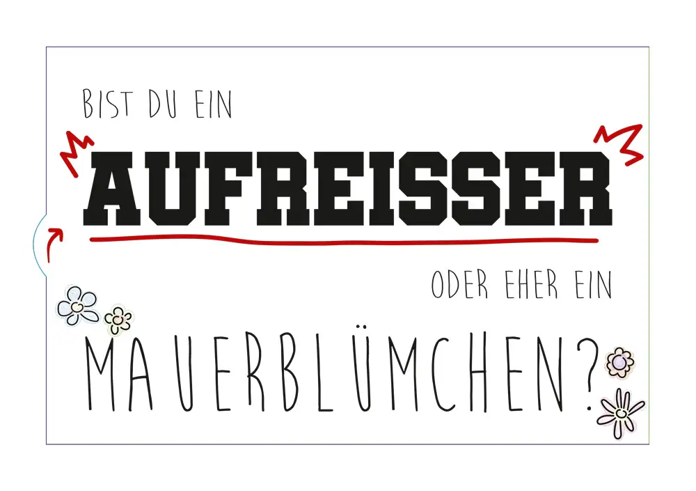 Kreatives Mailing mit Titel Aufreisser oder Mauerblümchen