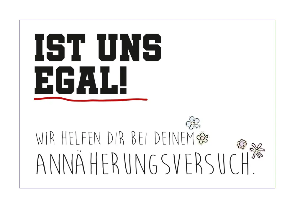 Kreatives Mailing mit Titel Aufreisser oder Mauerblümchen