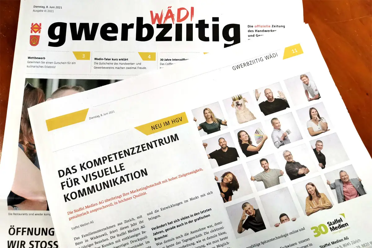 Staffel Medien AG in der Gwerbziitig Wädi