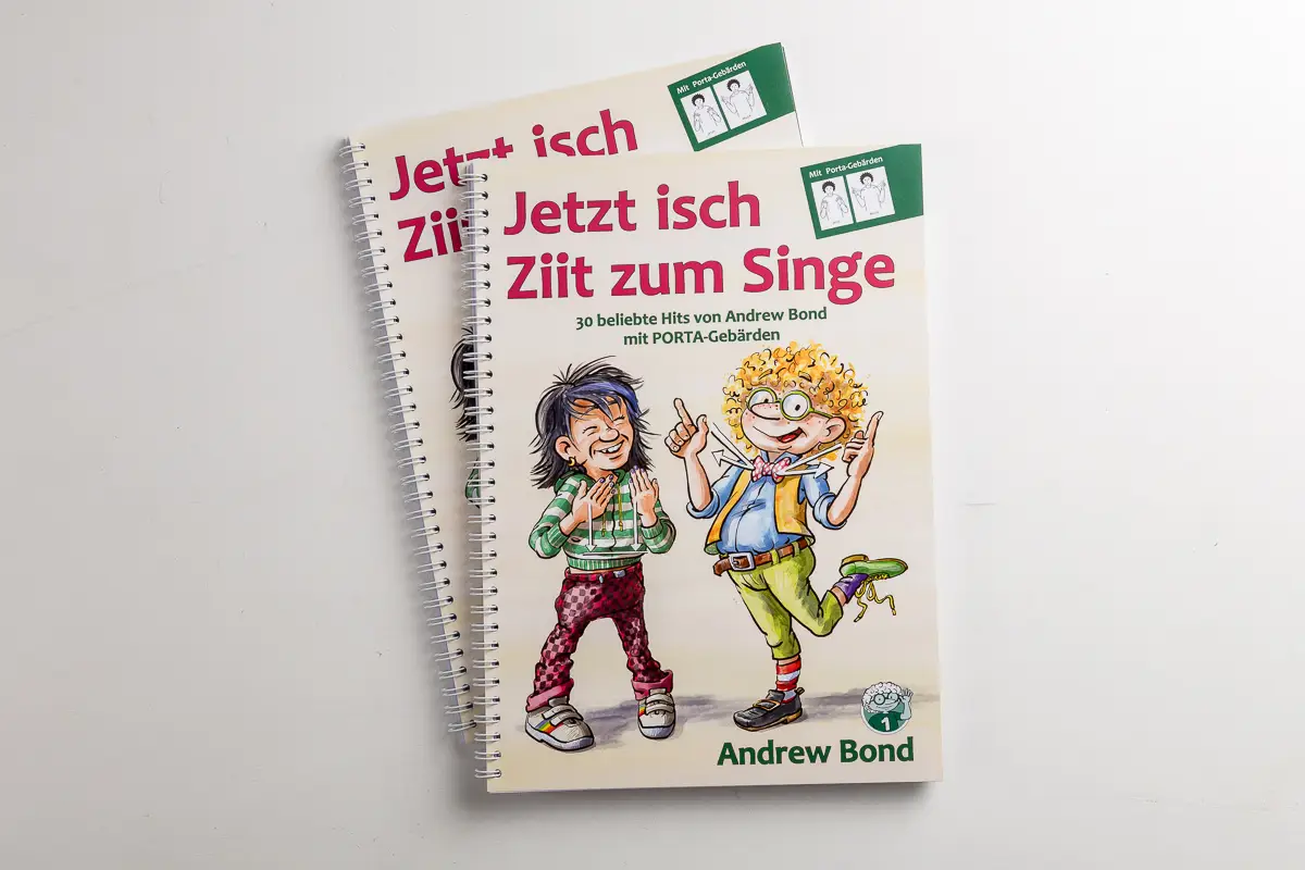 Titelbild des Kinderliederbuchs mit Gebärden: Jetzt isch Ziit zum Singe