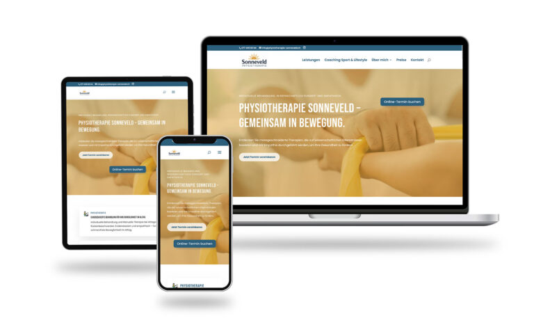 Moderner Onepager für die Physiotherapie Sonneveld
