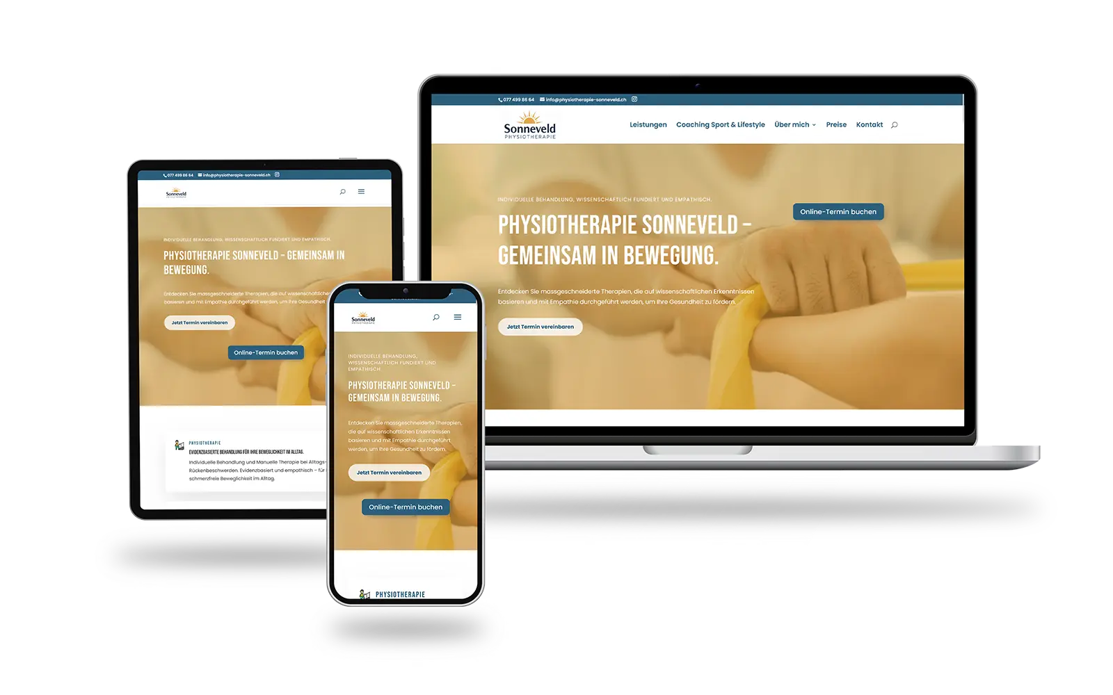 Moderner Onepager für die Physiotherapie Sonneveld